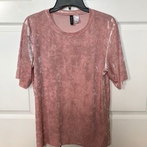 Pink Velvet Short- Sleeve Top